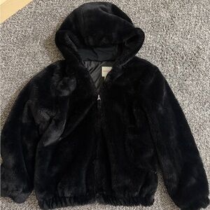 Cat & Jack Black Faux Fur Kids Puffer Jacket